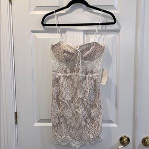 TOBI White/Nude Lace Bralette Dress